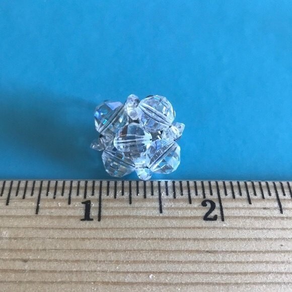 Vintage Aurora Borealis Beaded Crystal Cluster Clip Earrings Silver Tone - Picture 5 of 5